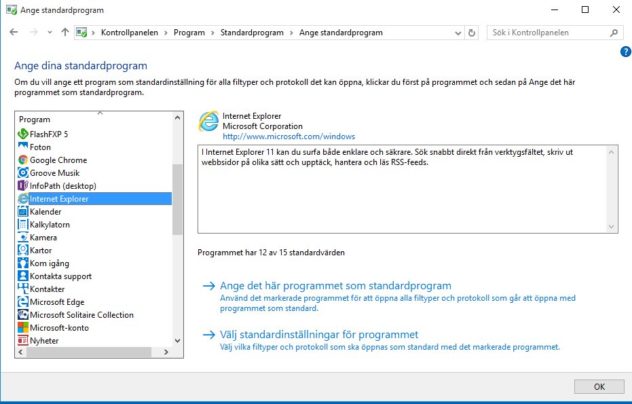 default-program-setting